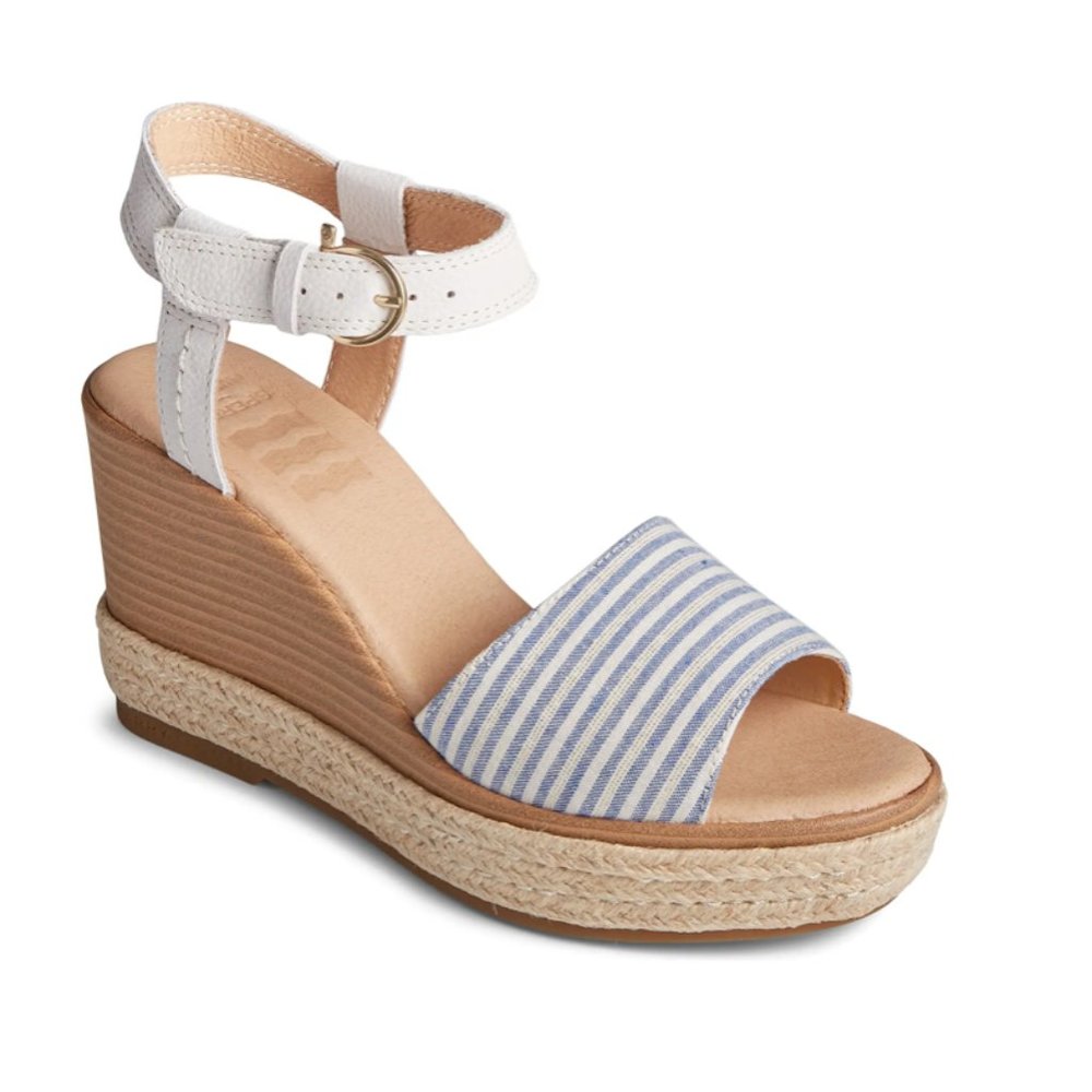 NIB Sperry Top-Sider Fairwater Striped Wedge Sandal